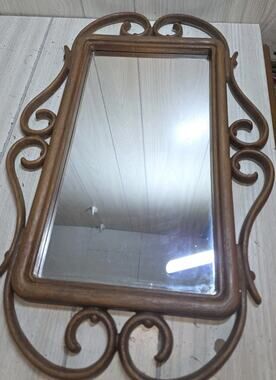 Vintage Homco Syroco Large Faux Bamboo Ornate Wall Mirror MCM 23x15 Lodge Decor